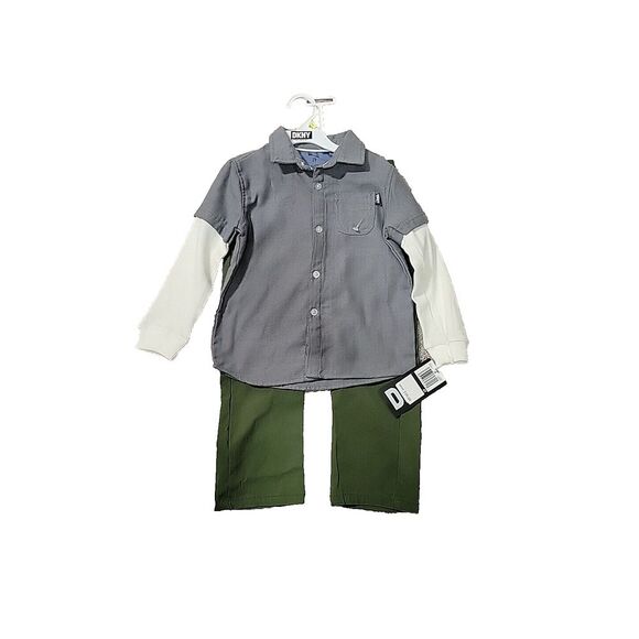DKNY Boys 2 Piece Set- pants and‎ button up shirt - 4T NWT - Picture 1 of 5
